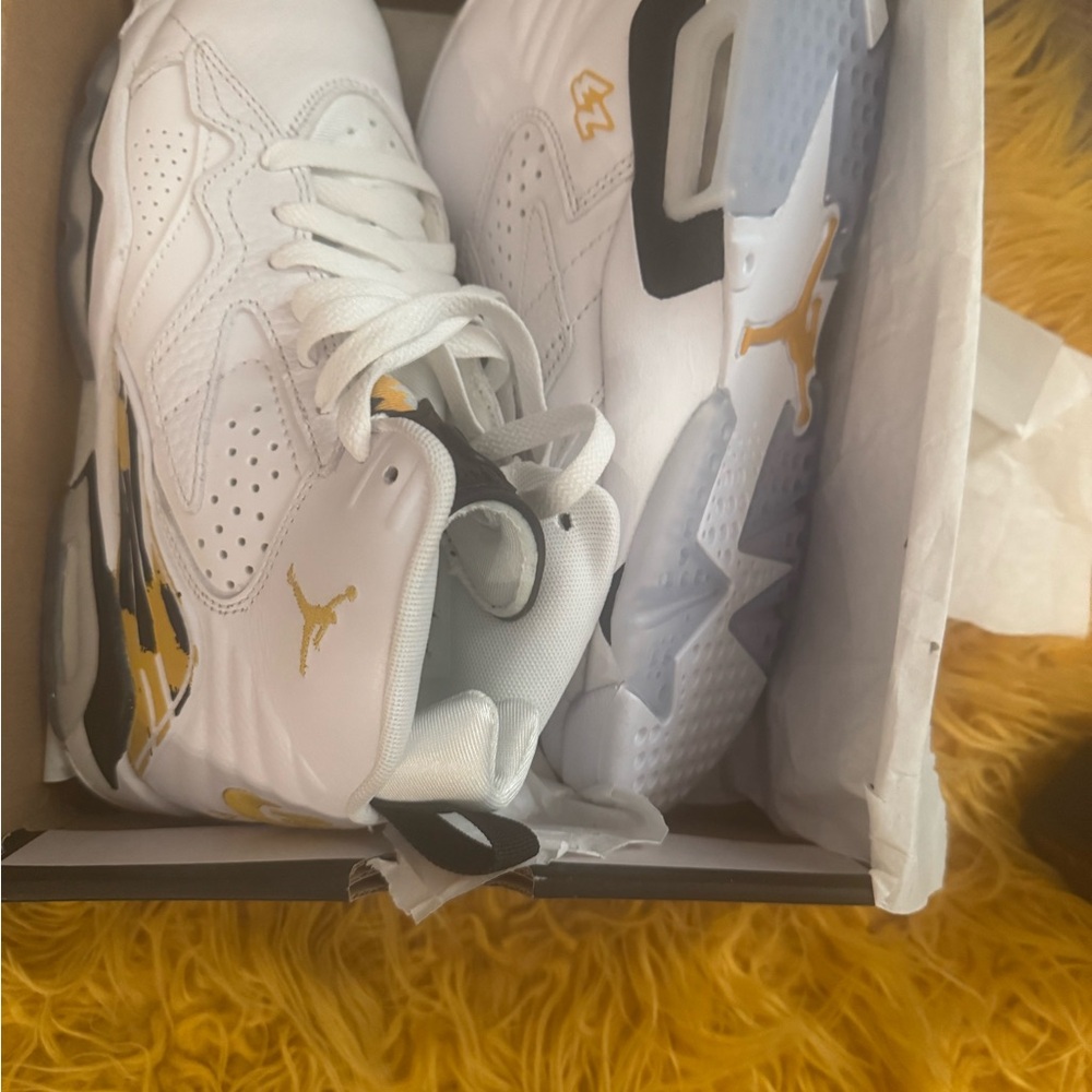 Kids White and Gold Sneakers